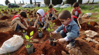 Hatay’da Depremde Hayatını Kaybeden Çocuklar İçin Fidan Dikildi.