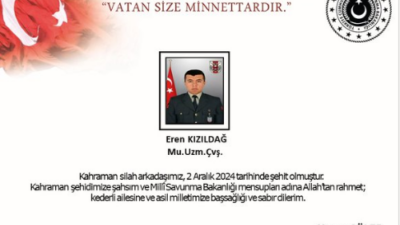 Irak’ın Kuzeyinde Bir Askerimiz Şehit Oldu