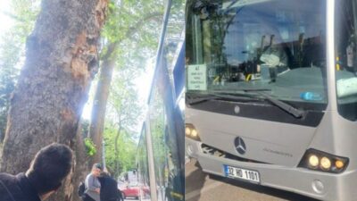 Dar Yol Faciası Ucuz Atlatıldı! Otobüs Ağaca Çarptı