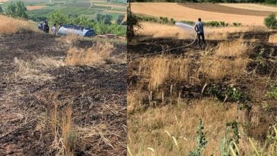 Yalvaç’ta Enerji Hattı Koptu, Buğday Tarlasında Yangın Çıktı