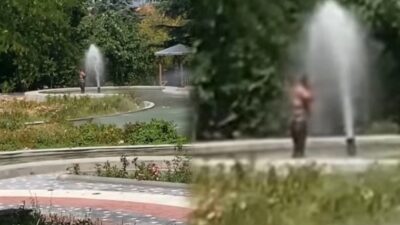 Isparta’da Sıcaktan Bunalan Vatandaş Süs Havuzuna Girdi